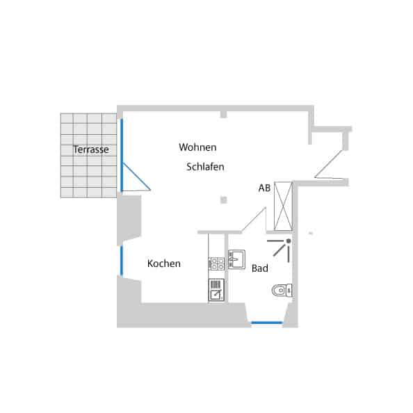 Die ideale 1-Zimmer Wohnung für einen ruhigen Schlaf im Erdgeschoss